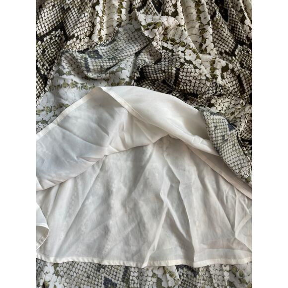 J. Crew Snake Skin Print Smocked Waist Dress Sheer Sleeves‎ Size Medium - Picture 10 of 11